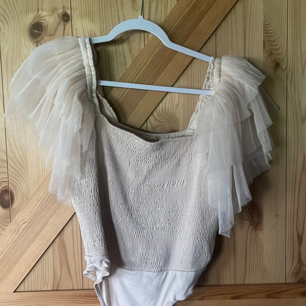 Body suit tulle sleeve